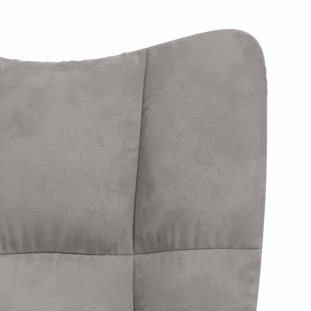 Chaise à bascule avec repose-pied Gris clair Velours - XIOS