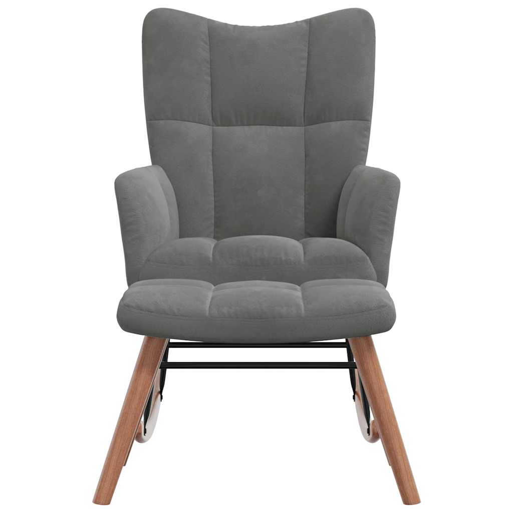 Chaise à bascule avec repose-pied Gris foncé Velours - XIOS