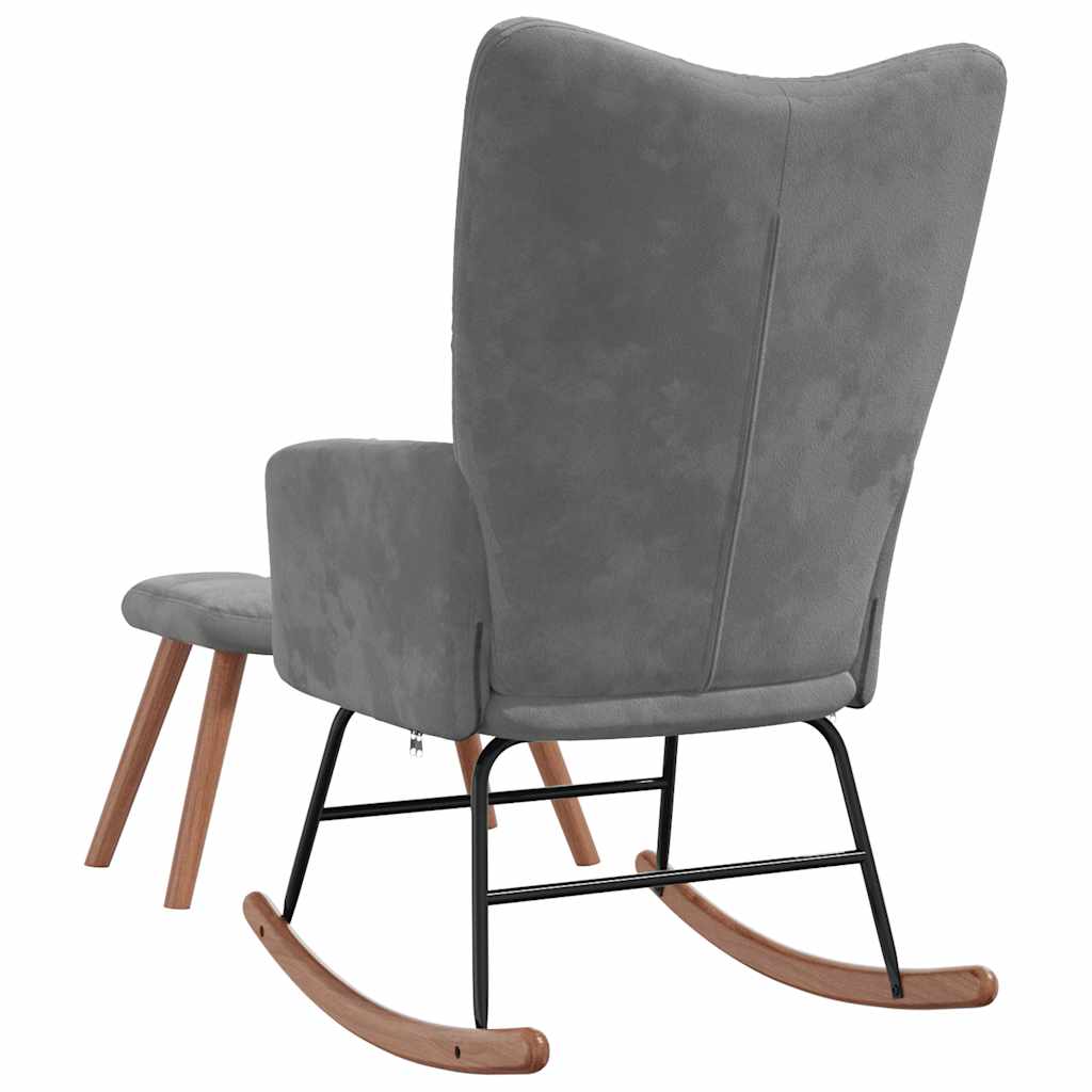 Chaise à bascule avec repose-pied Gris foncé Velours - XIOS