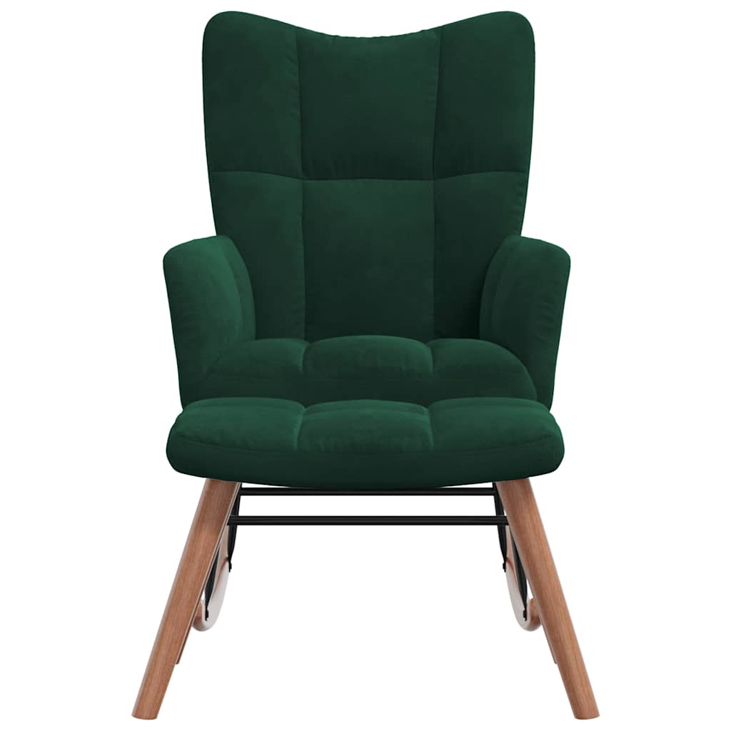 Chaise à bascule avec repose-pied Vert foncé Velours - XIOS