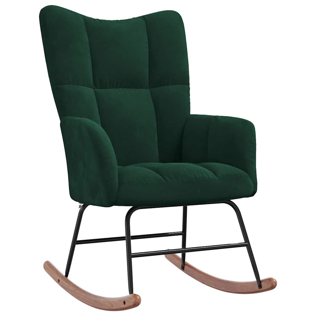 Chaise à bascule avec repose-pied Vert foncé Velours - XIOS