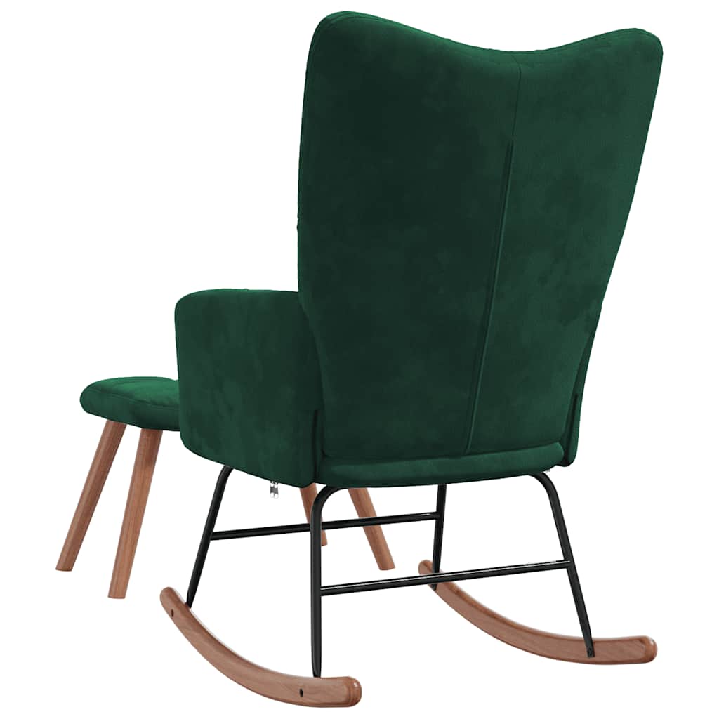 Chaise à bascule avec repose-pied Vert foncé Velours - XIOS