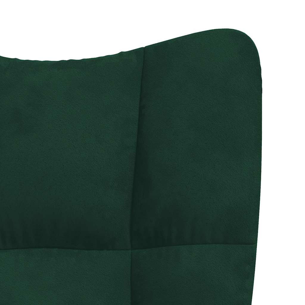 Chaise à bascule avec repose-pied Vert foncé Velours - XIOS