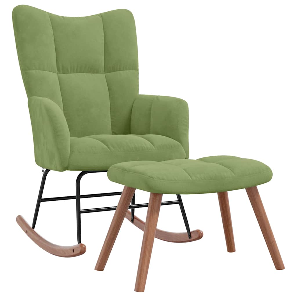 Chaise à bascule avec repose-pied Vert clair Velours - XIOS