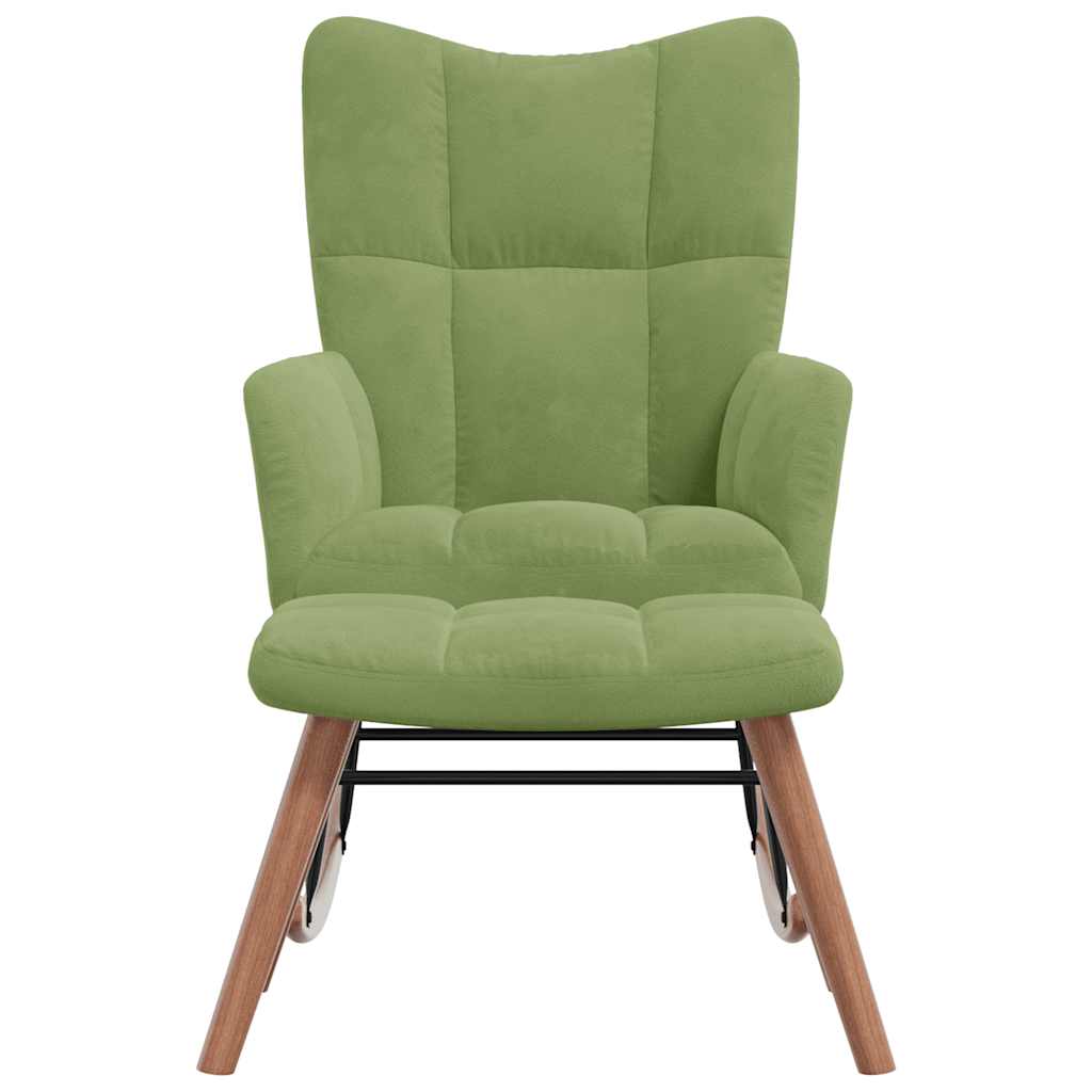 Chaise à bascule avec repose-pied Vert clair Velours - XIOS