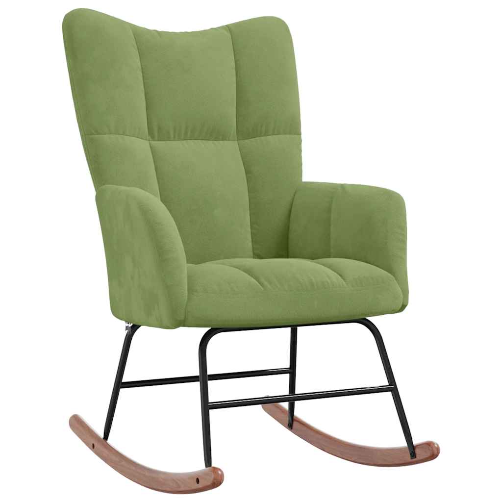 Chaise à bascule avec repose-pied Vert clair Velours - XIOS