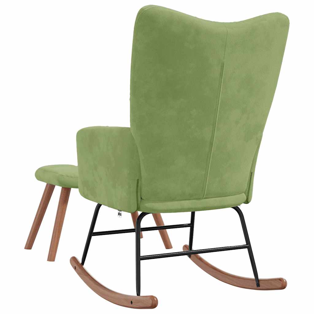 Chaise à bascule avec repose-pied Vert clair Velours - XIOS