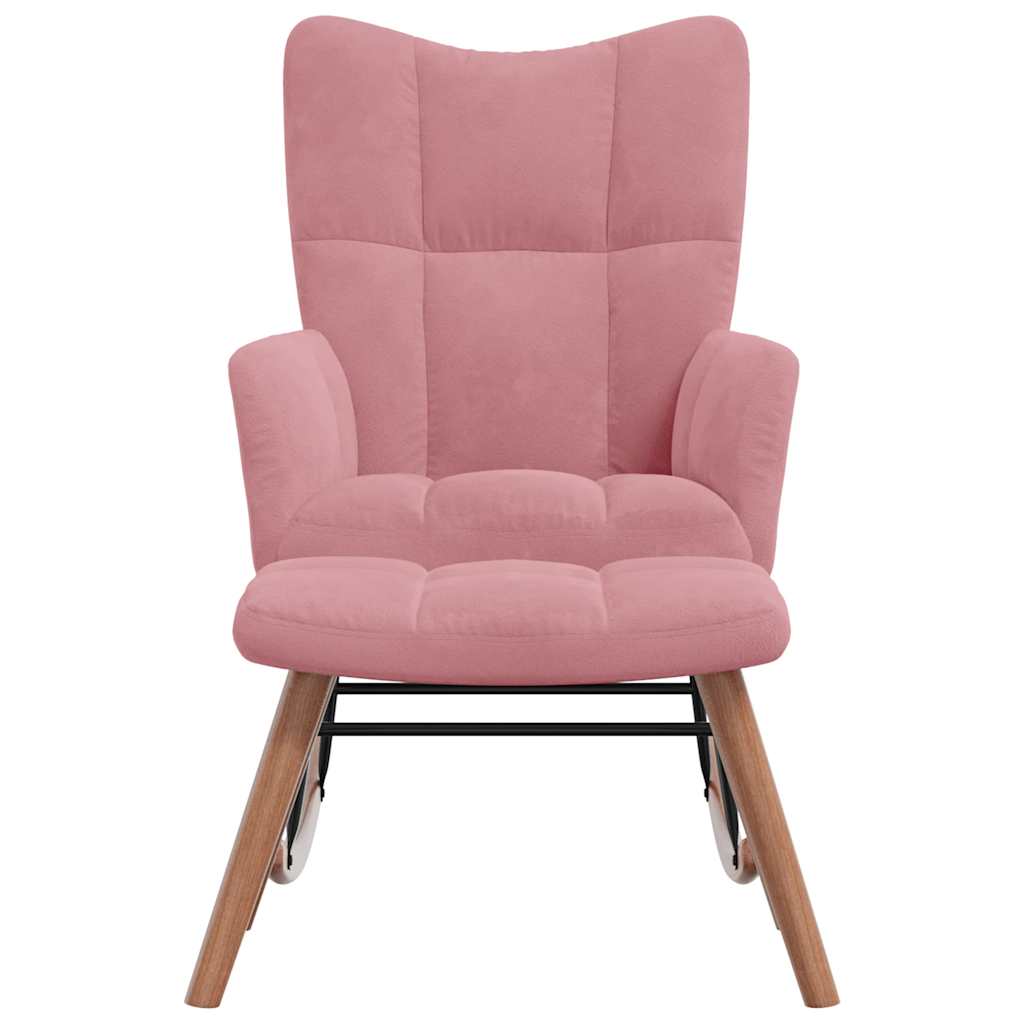 Chaise à bascule avec repose-pied Rose Velours - XIOS