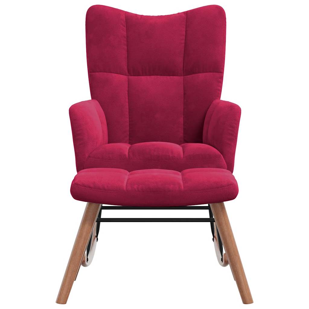 Chaise à bascule avec repose-pied Rouge bordeaux Velours - XIOS