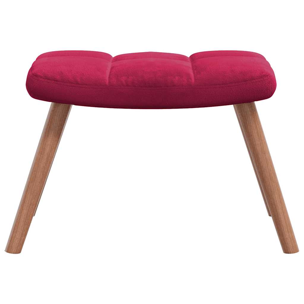 Chaise à bascule avec repose-pied Rouge bordeaux Velours - XIOS