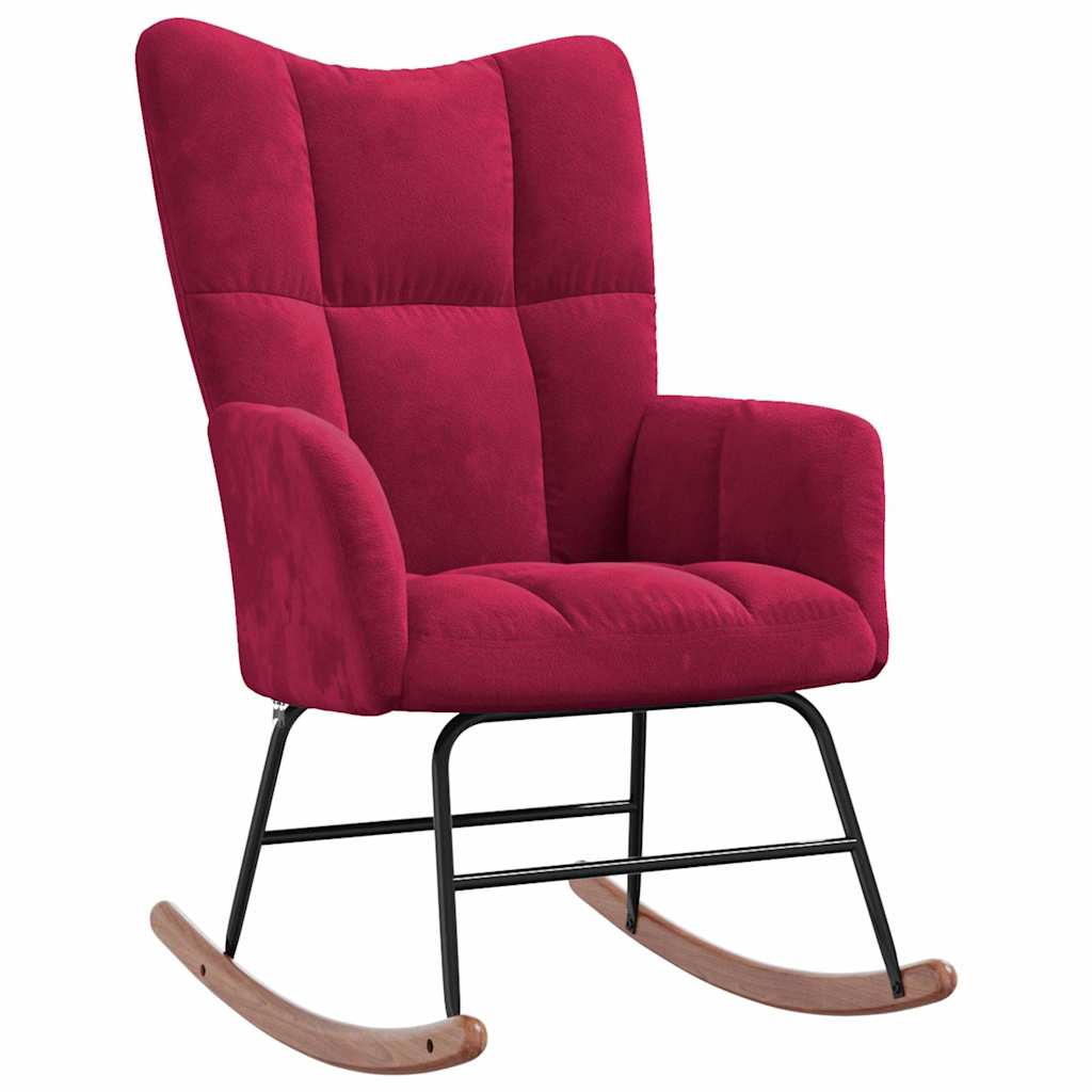 Chaise à bascule avec repose-pied Rouge bordeaux Velours - XIOS