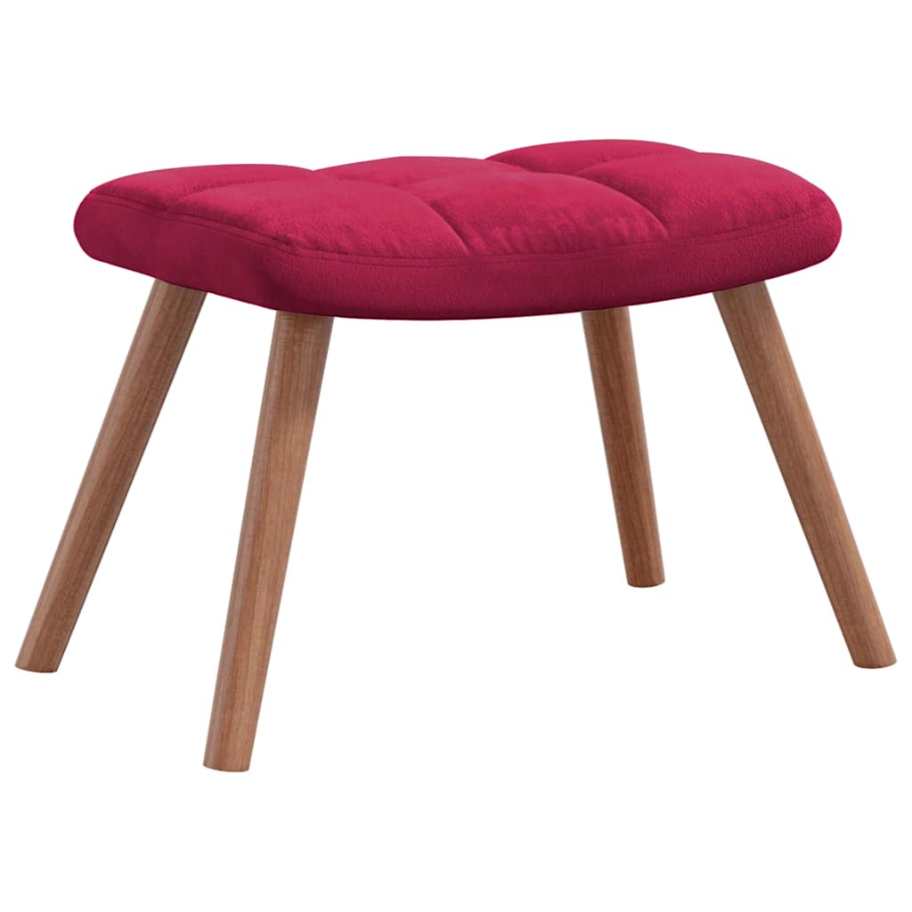 Chaise à bascule avec repose-pied Rouge bordeaux Velours - XIOS