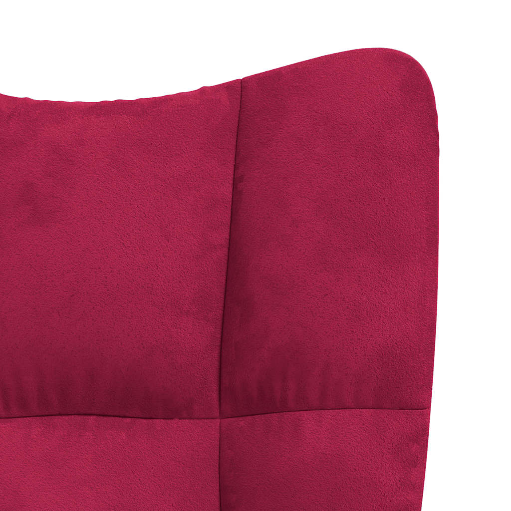 Chaise à bascule avec repose-pied Rouge bordeaux Velours - XIOS
