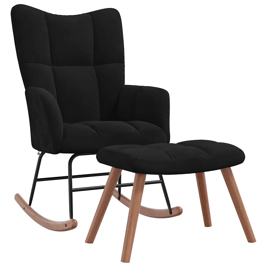 Chaise à bascule avec repose-pied Noir Velours - XIOS