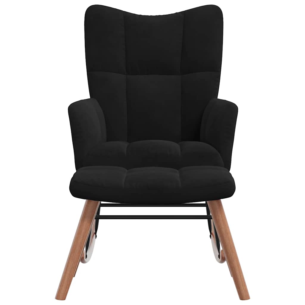 Chaise à bascule avec repose-pied Noir Velours - XIOS