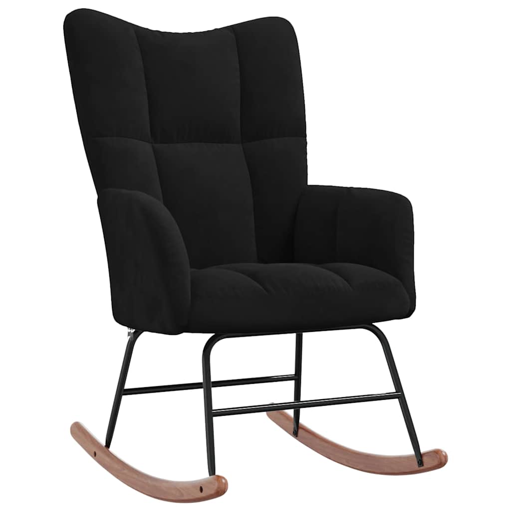 Chaise à bascule avec repose-pied Noir Velours - XIOS
