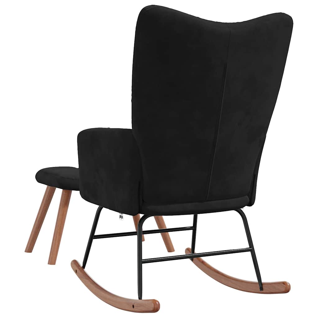 Chaise à bascule avec repose-pied Noir Velours - XIOS