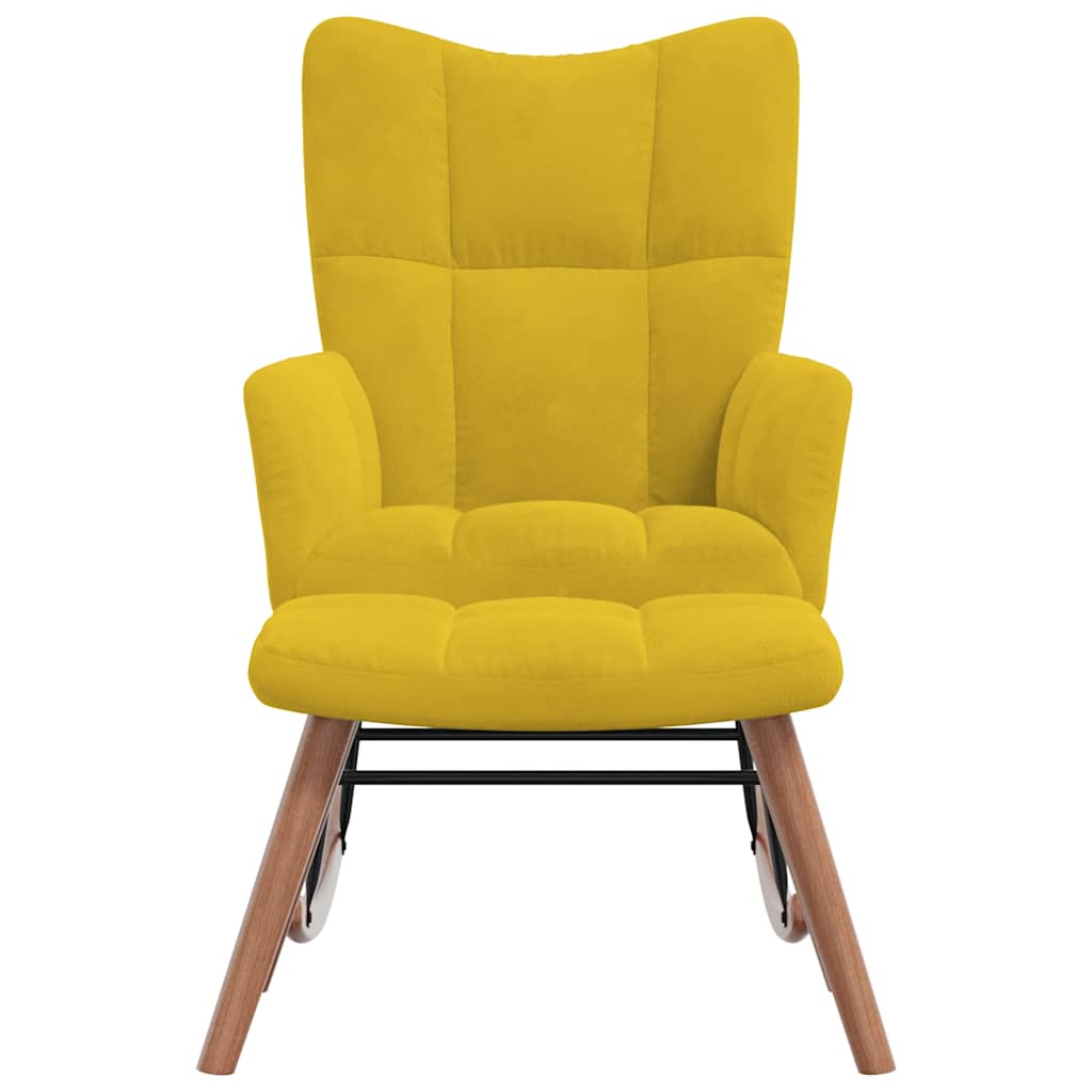Chaise à bascule avec repose-pied Jaune moutarde Velours - XIOS