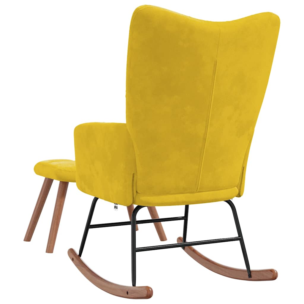 Chaise à bascule avec repose-pied Jaune moutarde Velours - XIOS