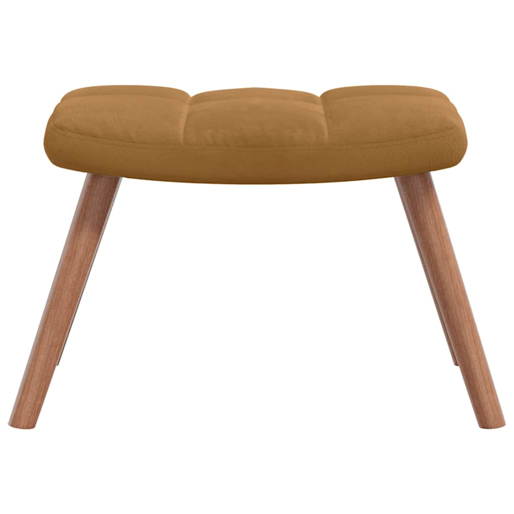 Chaise à bascule avec tabouret en velours marron