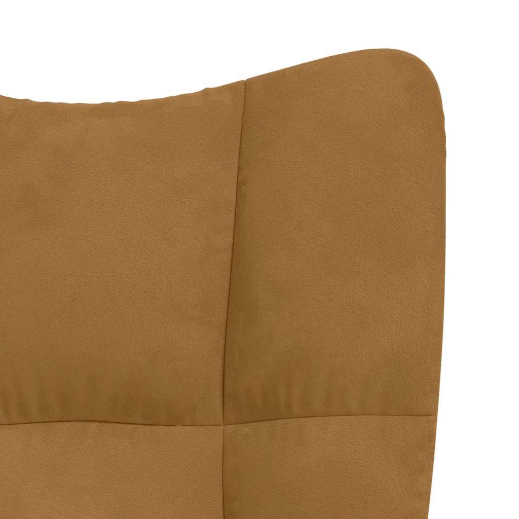 Chaise à bascule avec tabouret en velours marron