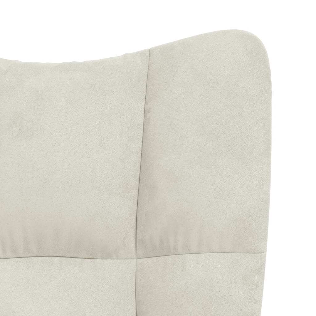 Chaise à bascule avec repose-pied Blanc crème Velours
