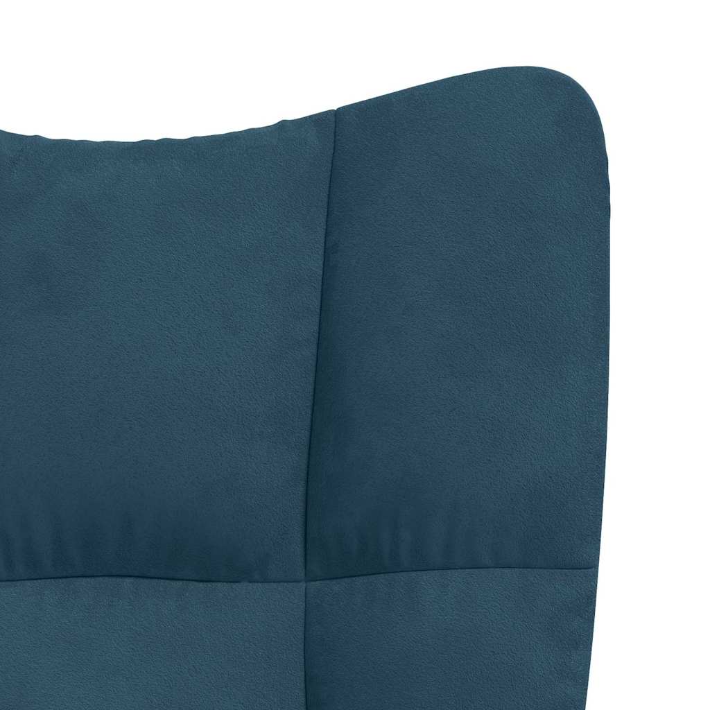 Chaise à bascule avec tabouret en velours bleu