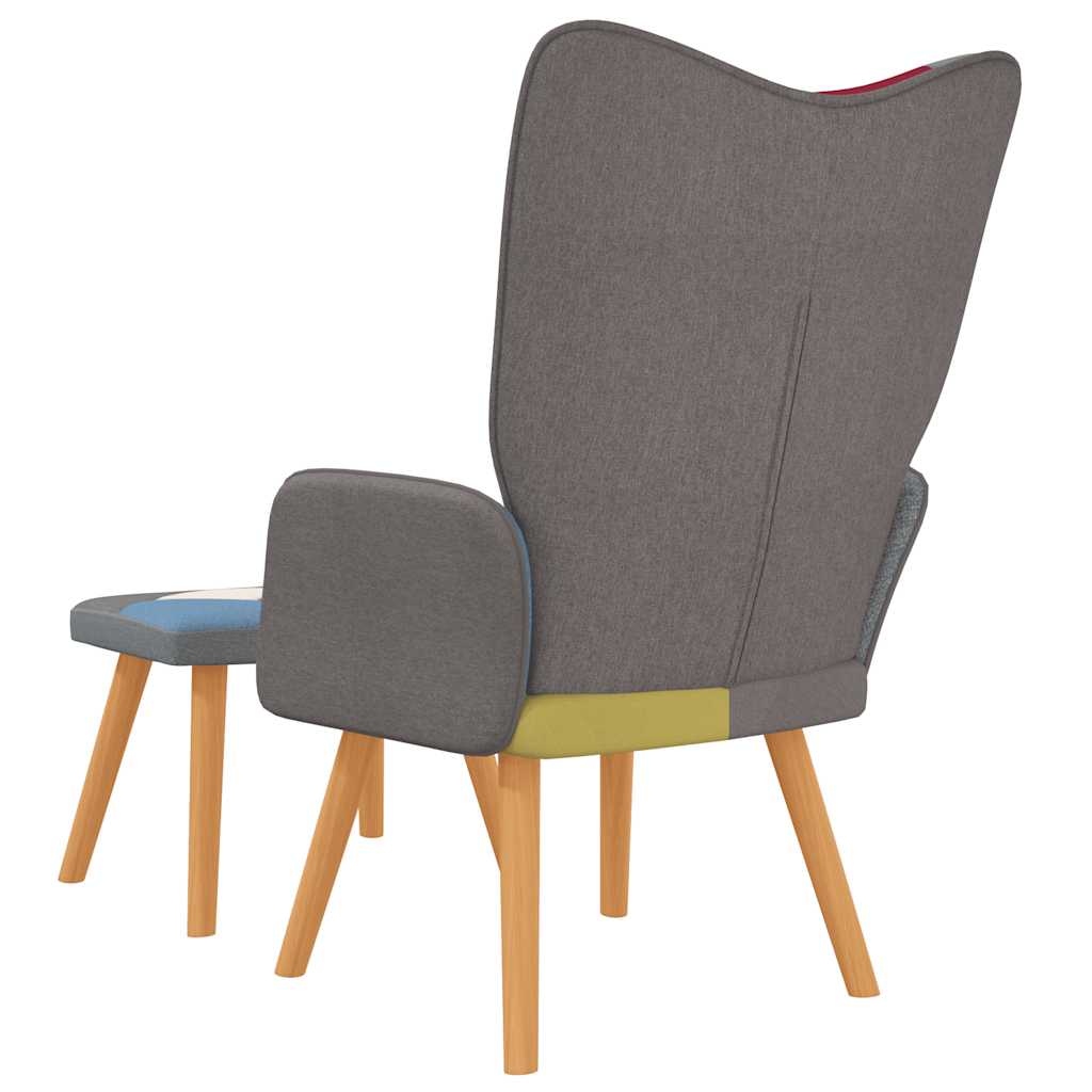 Chaise de relaxation avec repose-pied Patchwork Tissu - XIOS