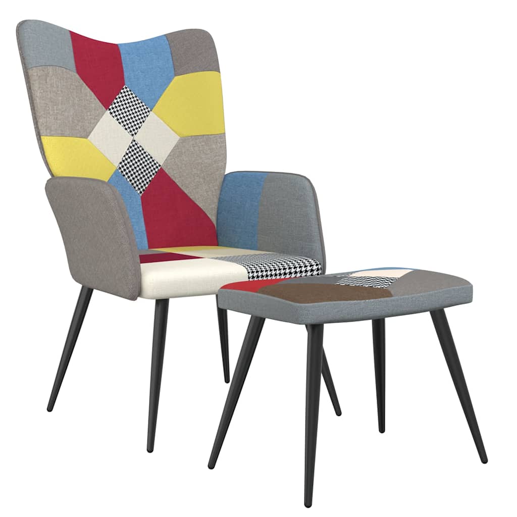Chaise de relaxation avec tabouret Patchwork Tissu - XIOS