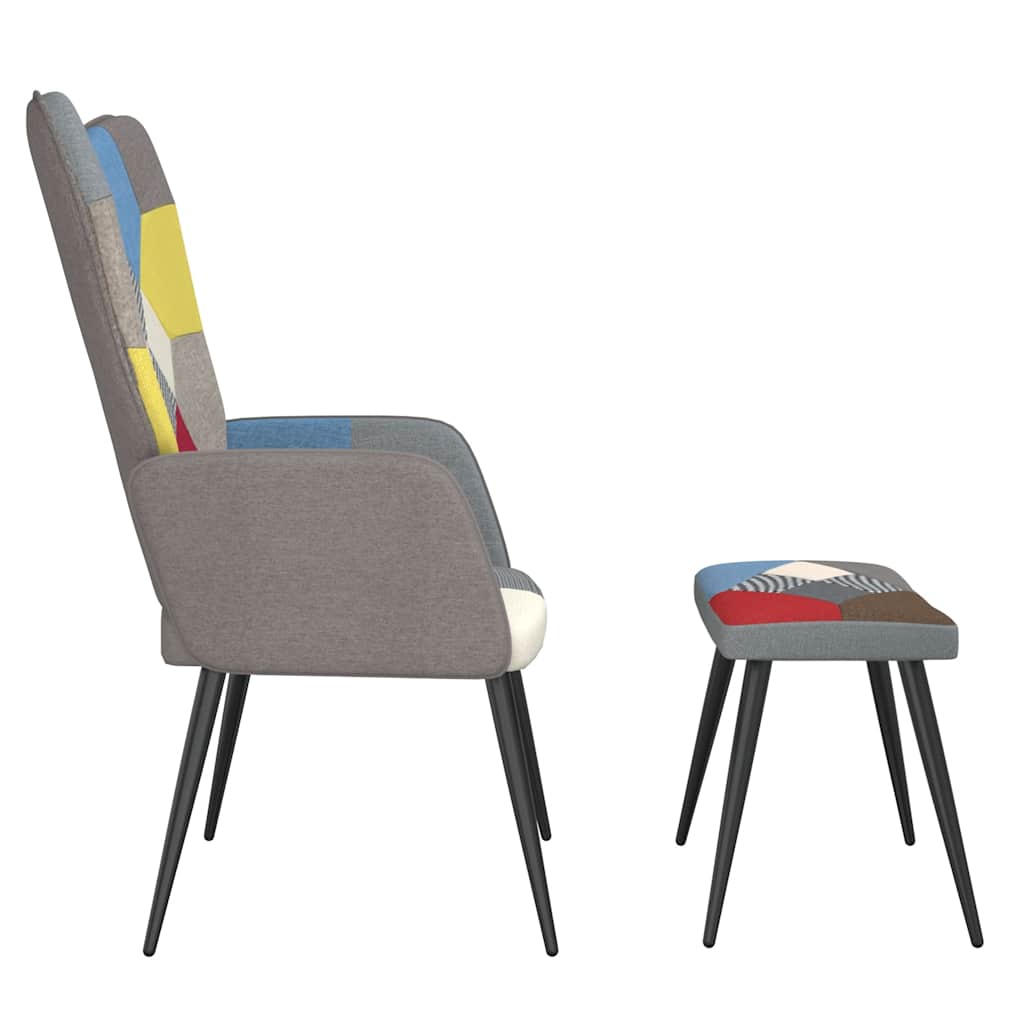 Chaise de relaxation avec tabouret Patchwork Tissu