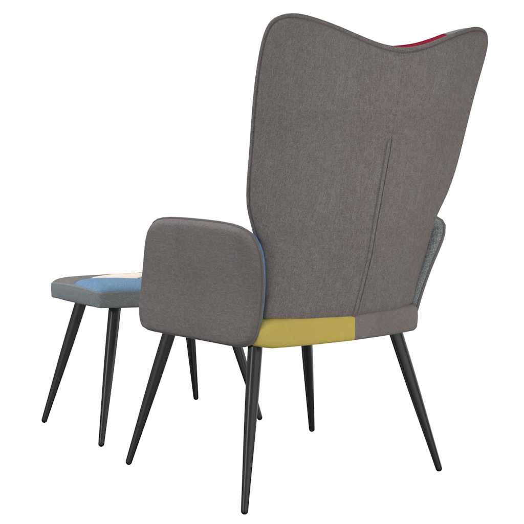 Chaise de relaxation avec tabouret Patchwork Tissu