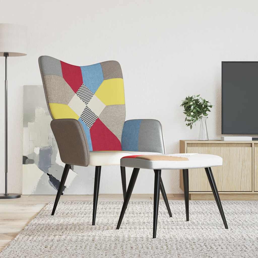 Chaise de relaxation avec tabouret Patchwork Tissu - XIOS