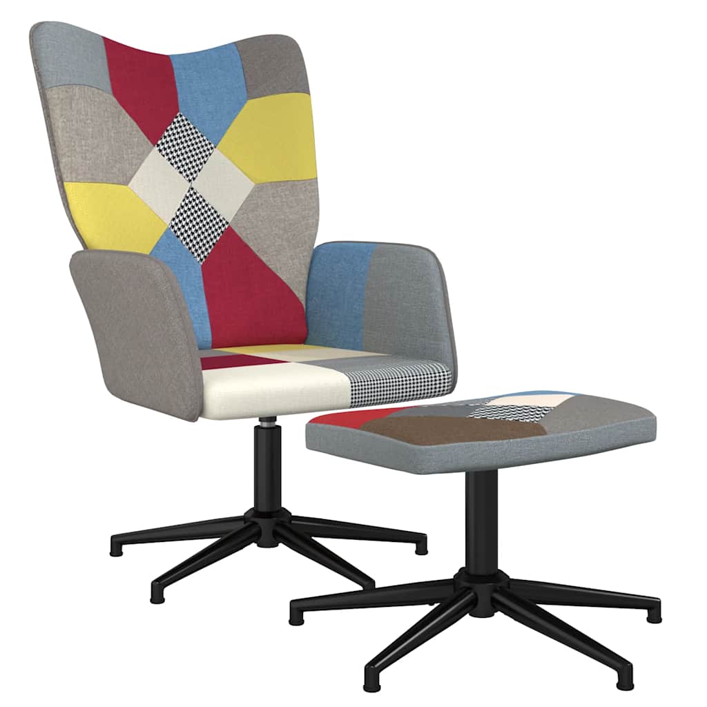 Chaise de relaxation avec repose-pied Patchwork Tissu - XIOS