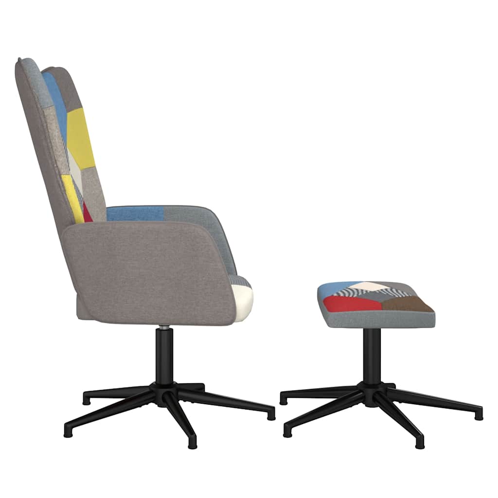 Chaise de relaxation avec repose-pied Patchwork Tissu - XIOS