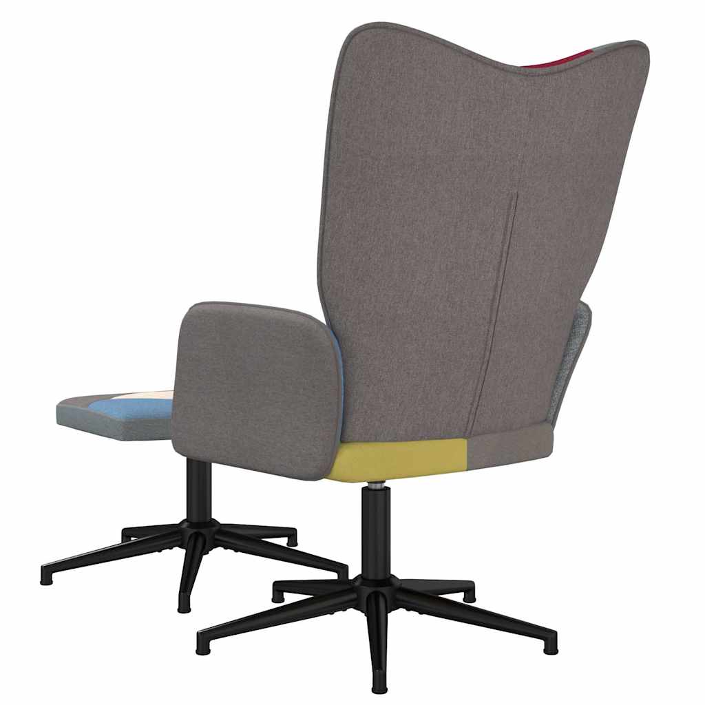 Chaise de relaxation avec repose-pied Patchwork Tissu - XIOS