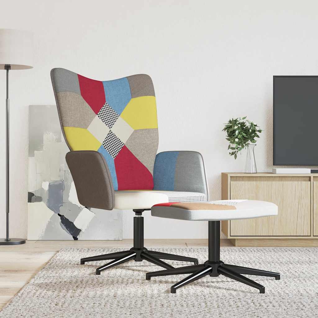 Chaise de relaxation avec repose-pied Patchwork Tissu - XIOS