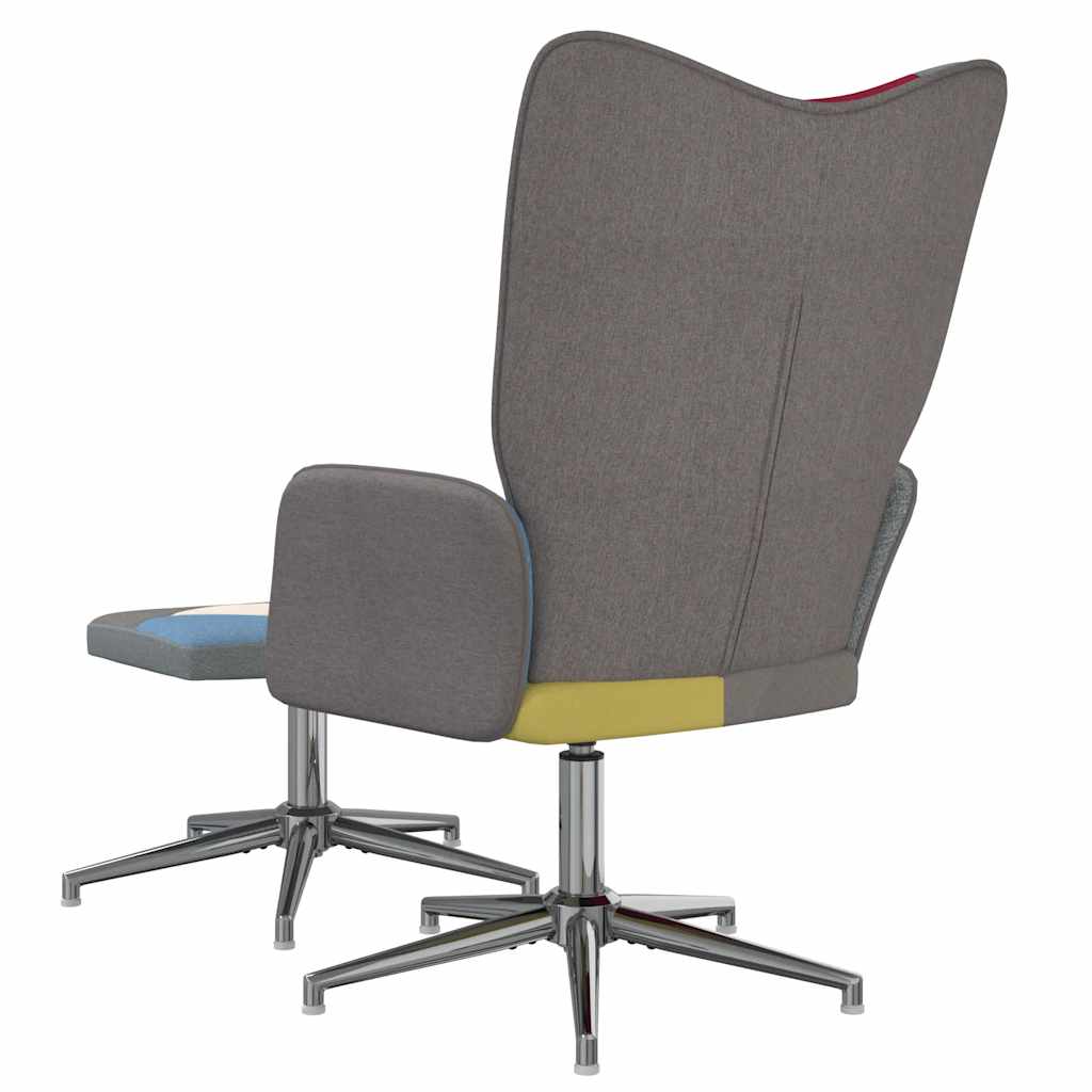 Chaise de relaxation avec tabouret Patchwork Tissu - XIOS