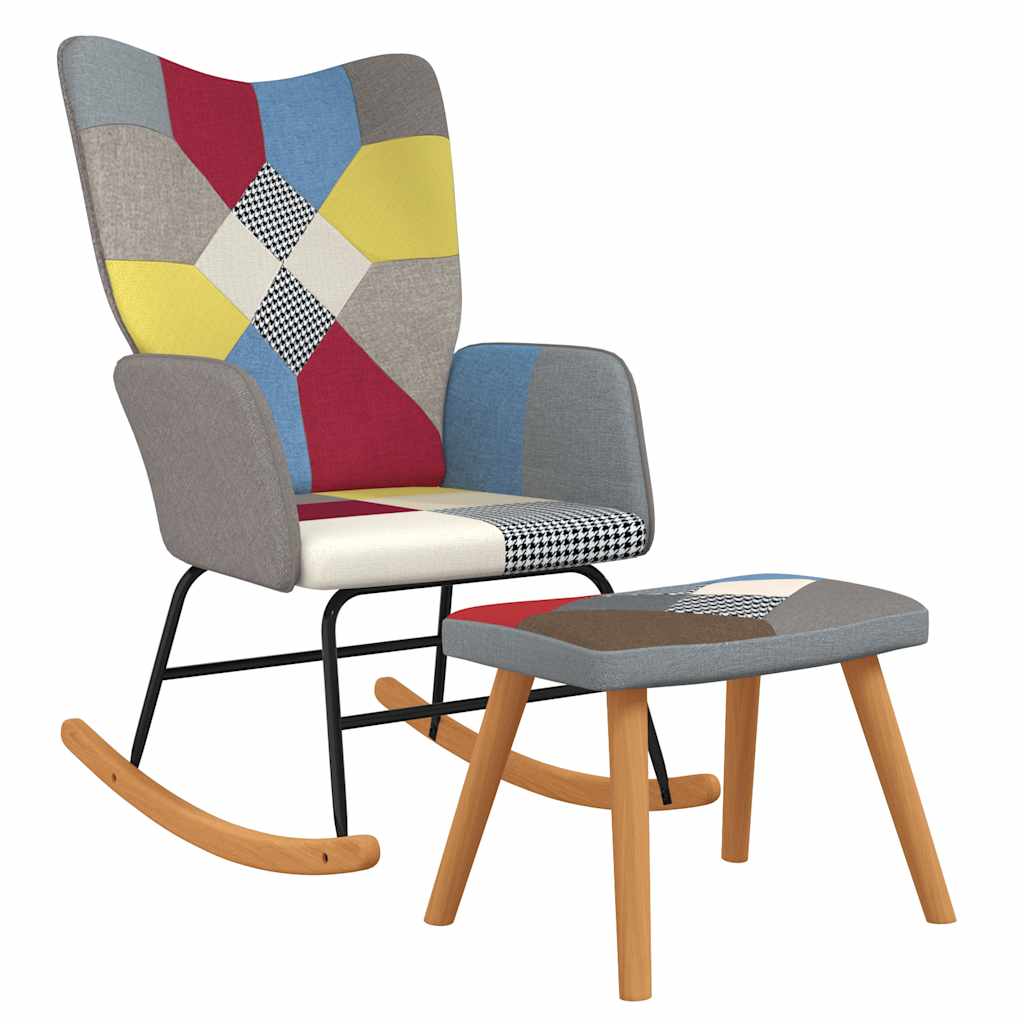 Chaise à bascule avec tabouret Patchwork Tissu - XIOS