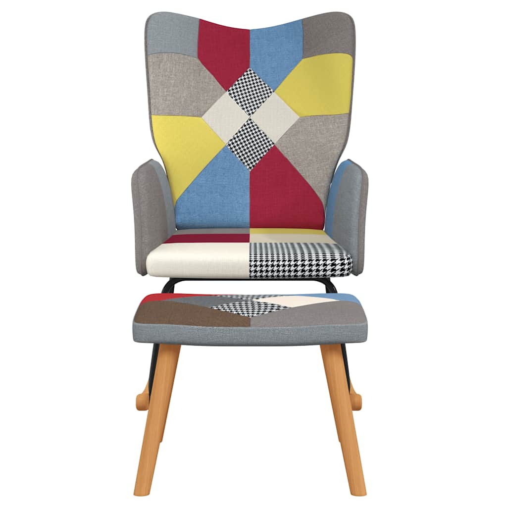 Chaise à bascule avec tabouret Patchwork Tissu - XIOS