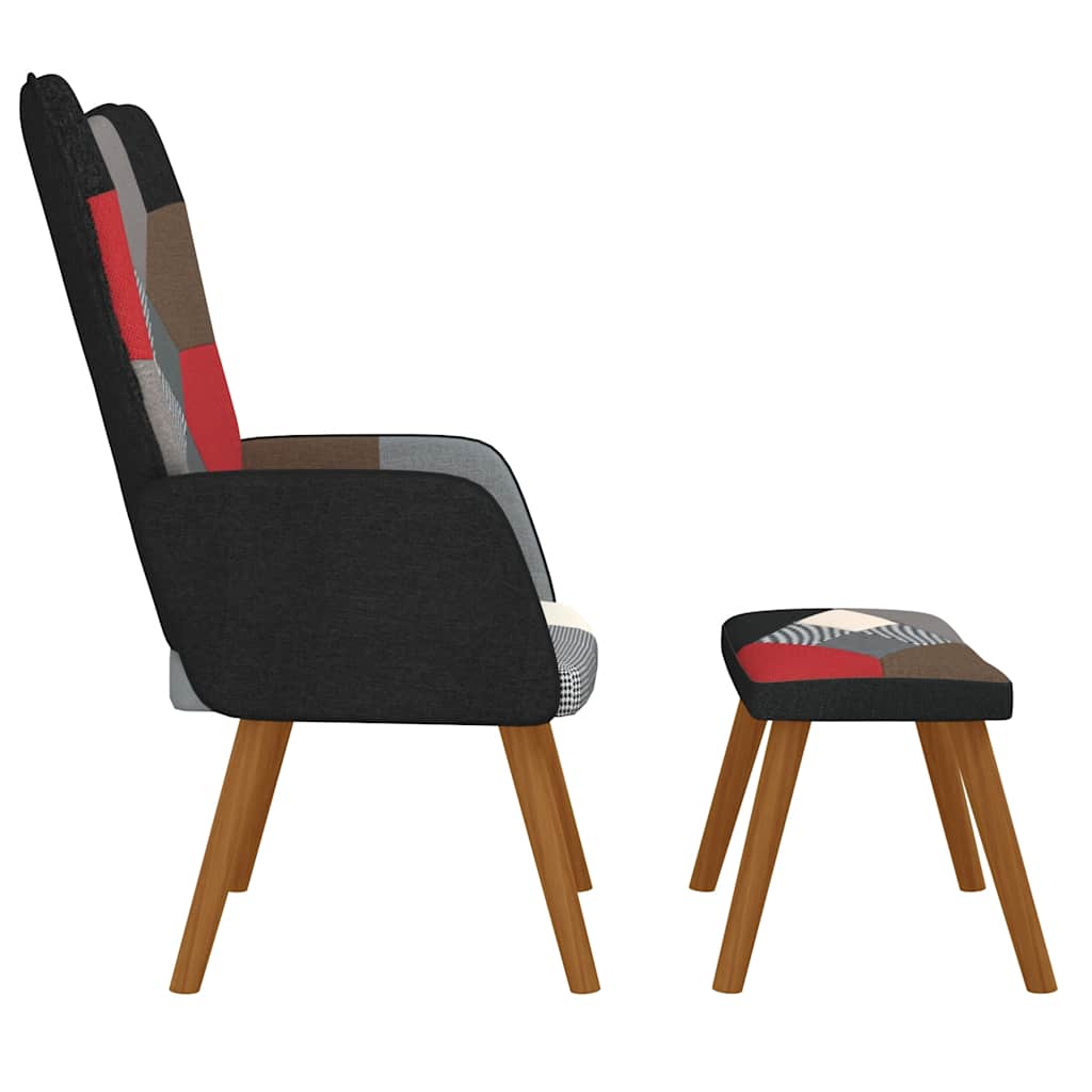 Chaise de relaxation avec repose-pied Patchwork Tissu