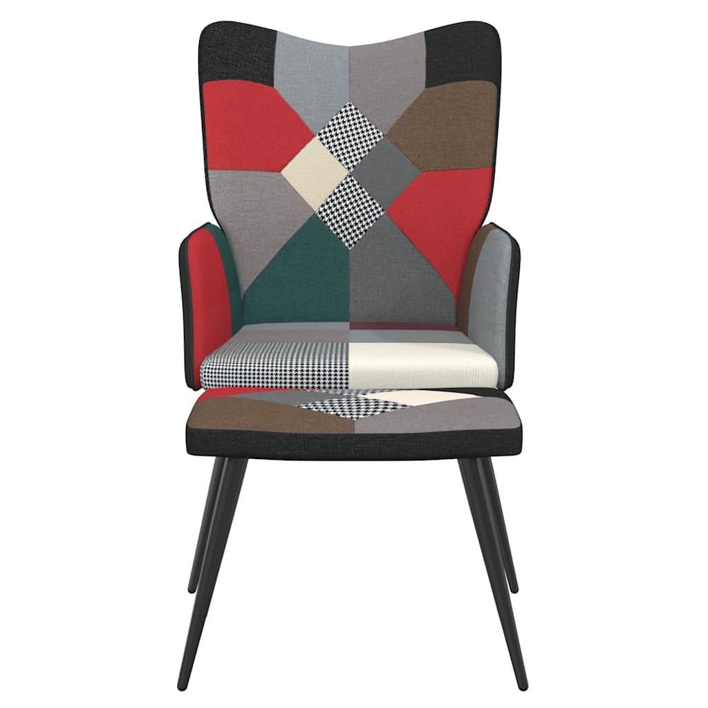 Chaise de relaxation avec tabouret Patchwork Tissu - XIOS