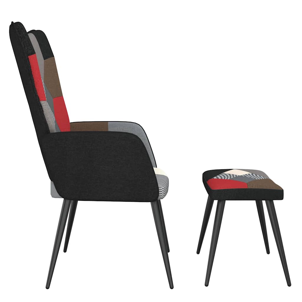 Chaise de relaxation avec tabouret Patchwork Tissu - XIOS