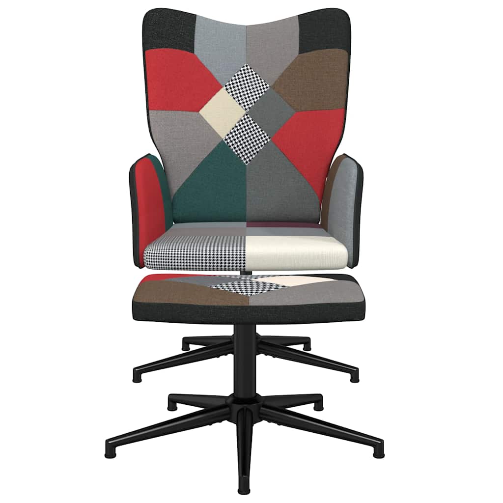 Chaise de relaxation avec tabouret Patchwork Tissu