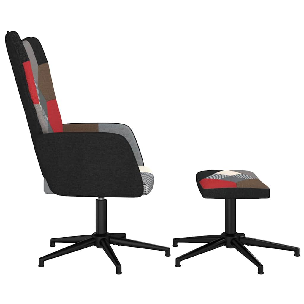 Chaise de relaxation avec tabouret Patchwork Tissu - XIOS