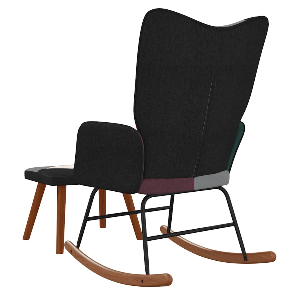 Chaise à bascule avec tabouret Patchwork Tissu - XIOS