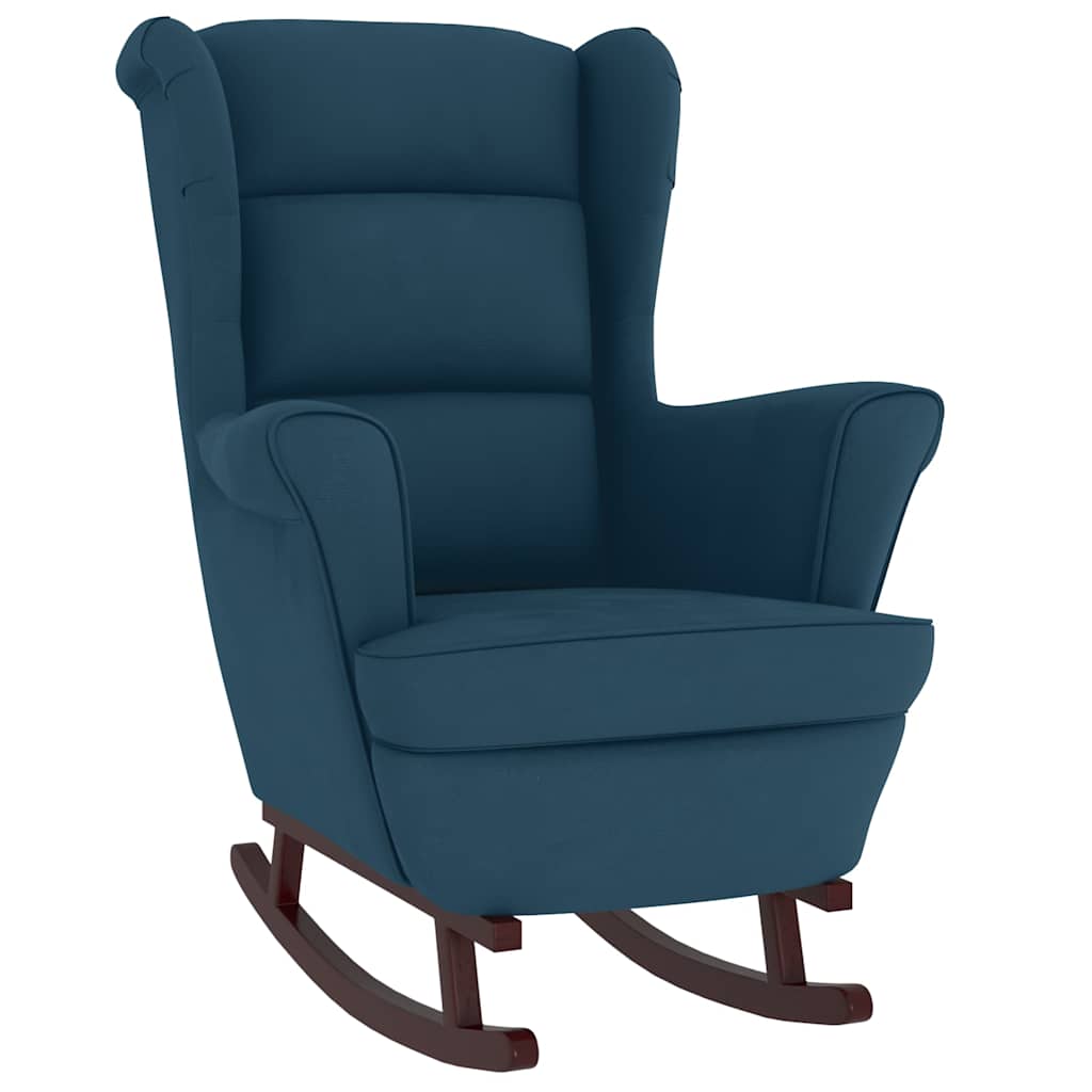 Fauteuil à bascule à oreilles en velours bleu bois massif - XIOS