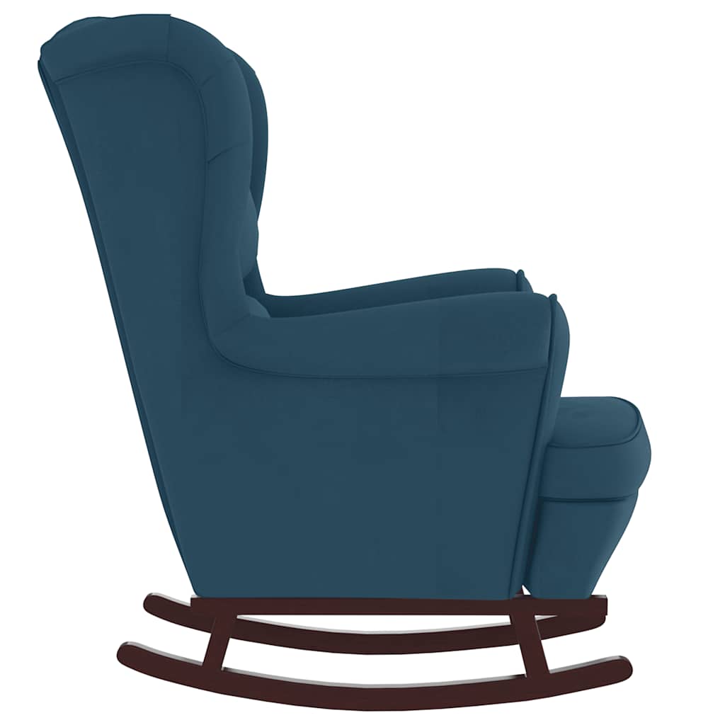 Fauteuil à bascule à oreilles en velours bleu bois massif - XIOS