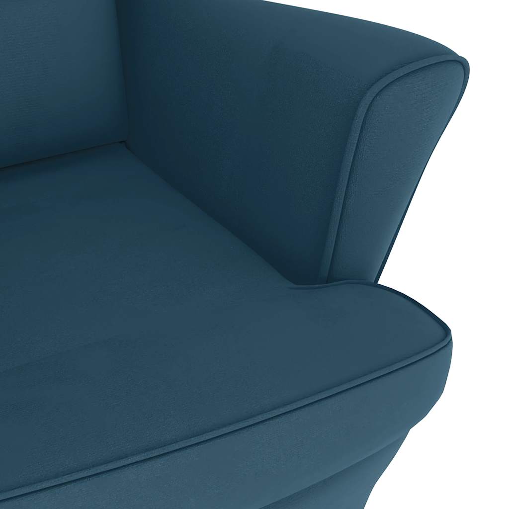 Fauteuil à bascule à oreilles en velours bleu bois massif - XIOS