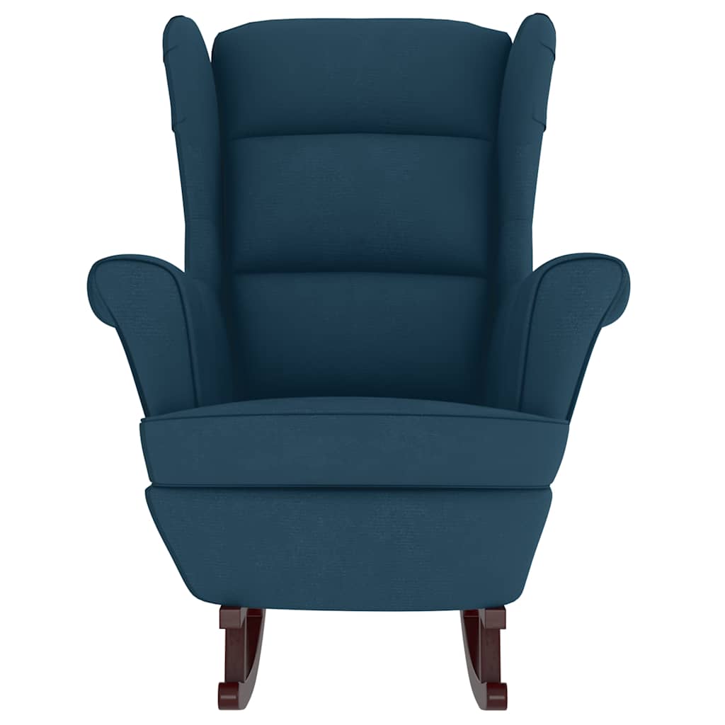 Fauteuil à bascule à oreilles en velours bleu bois massif - XIOS