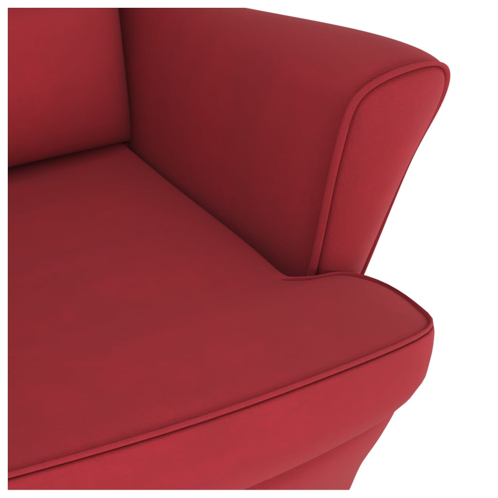 Fauteuil à bascule pieds en bois d'hévéa Rouge bordeaux Velours - XIOS